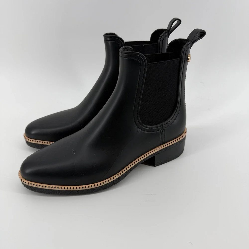 Lemon Jelly City Black Matte Chelsea Rain Boots Women Size 41 EU 10 US